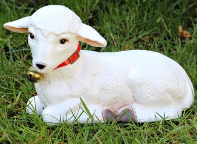 Deko Figur Gartenfigur Tierfigur weißes Lamm Lämmlein aus Kunststoff Höhe 16 cm