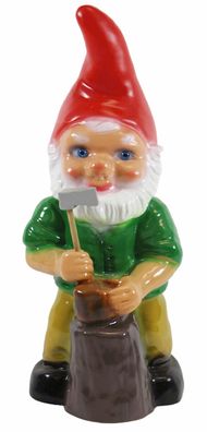 Gartenzwerg Deko Garten Figur Zwerg Holzhacker mit Axt aus Kunststoff H 33 cm