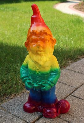 Gartenzwerg Gartenfigur Deko Zwerg Häftling Gefangener Regenbogen LGBTQ+ H 36 cm