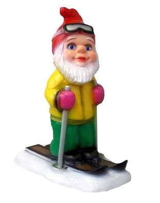 Gartenzwerg Skiläufer Deko Figur H 37 cm Winterdeko Winter Zwerg aus Kunststoff