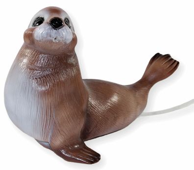 Deko Tier Figur Teichfigur Wasserspeier Robbe aus Kunststoff H 30 cm Gartenfigur