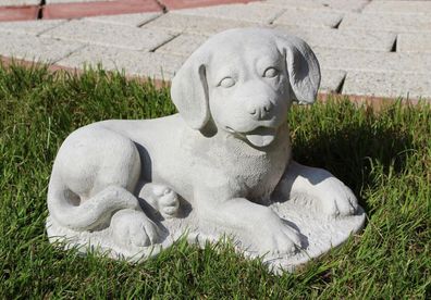 Dekofigur Labrador Retriever Welpe Tierfigur liegend H 17 cm Hundefigur Beton