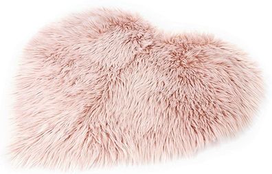 Dekofell Kunstfell Herz Teppich Bettvorleger Bodenmatte rosa rose flauschig