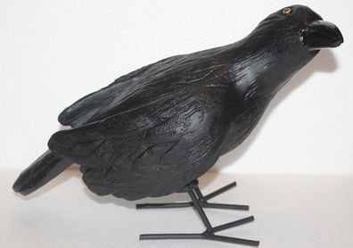 Deko Figur Vogel Rabe stehend H 25 cm Tierfigur aus Kunstharz mit Metallfüßen