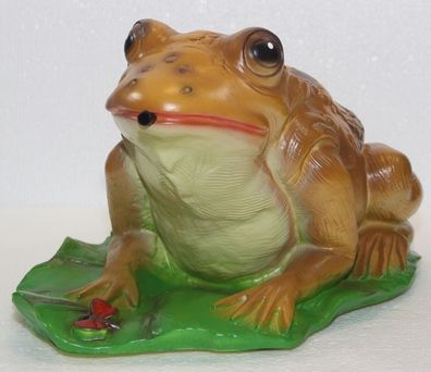 Figur Frosch Kröte auf Blatt H 17 cm Gartenfigur mit Scherz Bewegungsmelder Quak