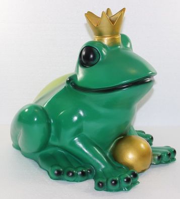 Deko Figur Froschkönig groß Höhe 35 cm Gartenfigur Teichfigur aus Kunststoff
