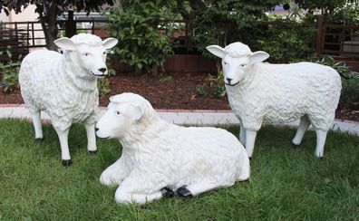 Dekorationsfiguren Schafe lebensgroß H 40-64 cm Gartenfiguren Gartendeko Deko