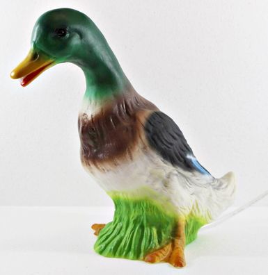 Figur Teichigur Wasserspeier Ente stehend bunt Gartenfigur Kunststoff H 30 cm