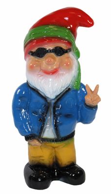 Gartenzwerg Deko Garten Figur Zwerg Hippie mit Stirnband aus Kunststoff H 33 cm