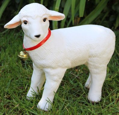Deko Figur Gartenfigur Tierfigur weißes Lamm Lämmlein aus Kunststoff Höhe 28 cm