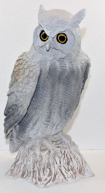 Deko Figur Gartenfigur Eule sitzend H 48 cm stehend Vogel Figur aus Kunstharz