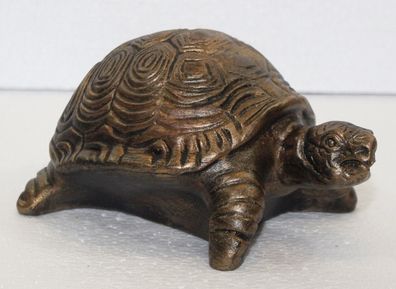Deko Figur Schildkröte klein H 9 cm Kupfer-Antik Gartenfigur aus Kunststoff