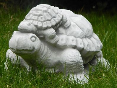 Dekofigur Deko Figur Gartenfigur Schildkröte mit Nachwuchs Höhe 13 cm aus Beton