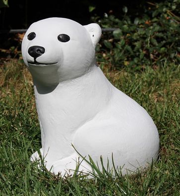 Dekofigur Deko Figur Tierfigur Gartenfigur kleiner Eisbär Höhe 20 cm aus Beton
