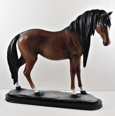 Dekofigur Deko Figur Tierfigur Pferd stehend dunkel braun H 39 cm aus Kunstharz