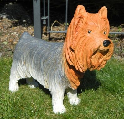Dekofigur Deko Figur Tierfigur Hund Yorkshire Terrier Höhe 34 cm aus Kunstharz