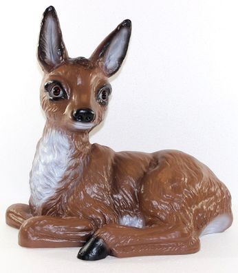 Deko Garten Figur Gartenfigur Tierfigur Reh liegend aus Kunststoff H 35 cm