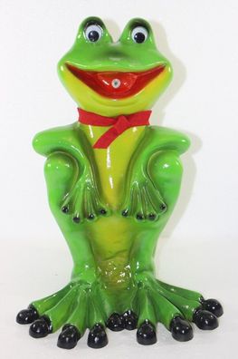 Deko Garten Figur Tierfigur Wasserspeier Frosch mit Schal aus Kunststoff H 32 cm