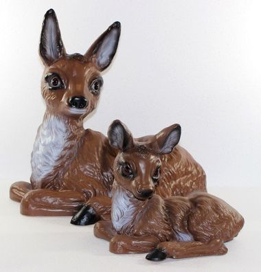 Deko Garten Figur Tierfigur Reh und Bambi Rehkitz aus Kunststoff H 20-35 cm