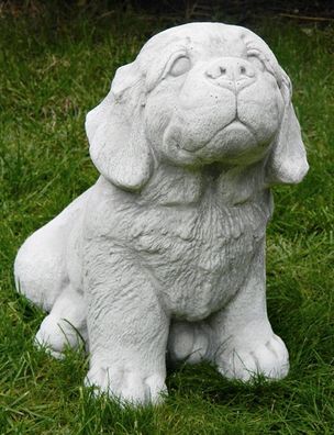 Dekofigur Deko Figur Gartenfigur Tierfigur Hund Welpe sitzend H 26 cm aus Beton