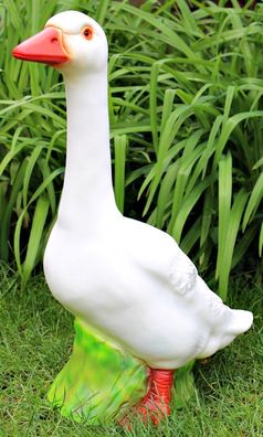 Deko Garten Figur Gartenfigur große weiße Gans stehend aus Kunststoff H 60 cm