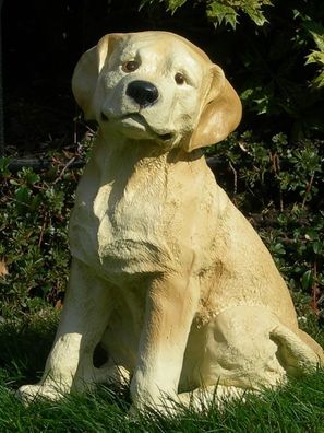 Figur Hund Golden Labrador Retriever Welpe Höhe 36 cm Hundefigur aus Kunstharz