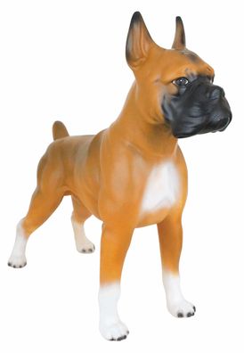 Dekofigur Boxer Hund Deko Figur H 47 cm aus Kunstharz Tierfigur stehend