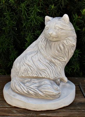 Deko Figur Katze sitzend H 27 cm Tierfigur Katzenfigur Gartenfigur aus Beton