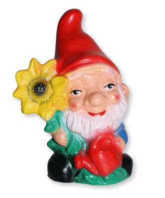 Gartenzwerg mit Sonnenblume Figur Zwerg Blume H 17 cm Gartenfigur aus Kunststoff