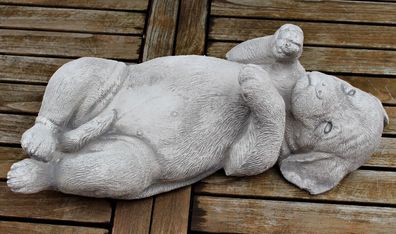 Deko Figur Hund Rottweiler Welpe liegend L 40 cm Dekofigur Gartenfigur Beton