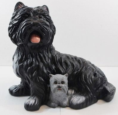 Deko Figur Hund West Terrier schwarz Figur H 28cm Scherz Bewegungsmelder Wau-wau