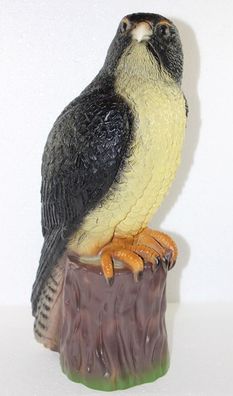 Deko Figur Tierfigur Falke Greifvogel auf Baumstamm aus Kunststoff H 39 cm