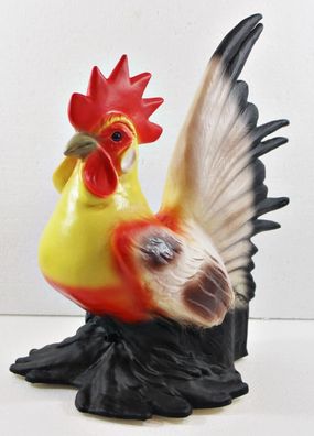 Figur Hahn bunt H 30 cm Gartenfigur Tierfigur Scherz Bewegungsmelder Kikeriki