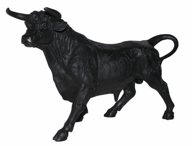 Dekofigur Stier schwarz stehend Länge 41 cm aus Kunstharz Bulle Tierfigur Deko