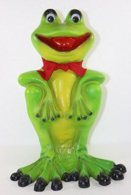 Deko Figur Gartenfigur Tierfigur Frosch mit Schal sitzend aus Kunststoff H 32 cm