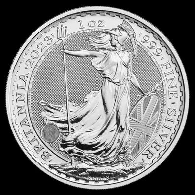 Groß-Britannien 1 oz. Unze Silbermünze 999 Britannia 2023 - Neuware mit Motiv Charles