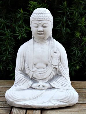 Figur Statue Buddha sitzend in der Hocke H 27 cm Gartenskulptur Dekofigur Beton