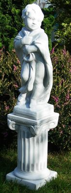 Deko Figur Beton Statue Vierjahreszeiten Winter auf ionischer Säule H 84 cm