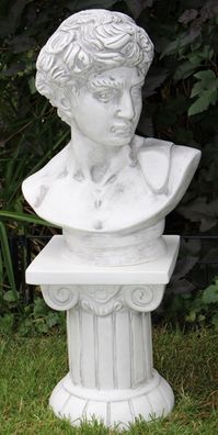 Deko Figur Büste David von Michelangelo auf ionischer Säule H 74 cm Kunststoff