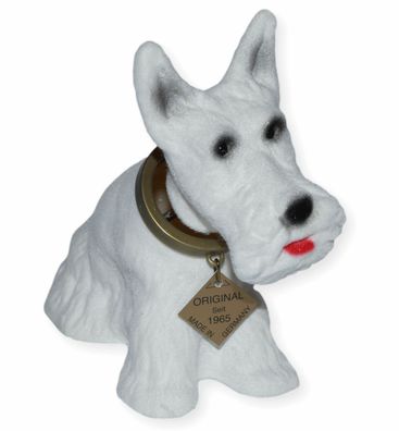 Dekofigur Wackelfigur Wackel Figur Hund Scottish Terrier H 13,5 cm klein weiß