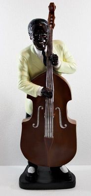 Figur Musiker Kontrabassist Höhe 52 cm Dekofigur Band Musiker mit Kontrabass