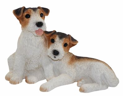 Dekofigur zwei Fox Terrier Welpe Hundefigur Kollektion Castagna aus Resin H 21cm