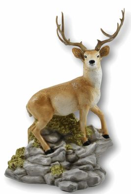 Dekofigur Tierfigur Hirsch auf Felsen Kollektion Castagna aus Resin H 37 cm