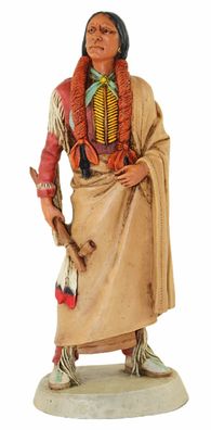 Indianerfigur Quanah Parker Häuptling H 21 cm stehend mit Friedenspfeife LE