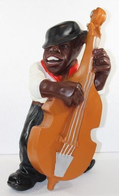Dekofigur Figur Musikerstatue Jazz Band Musiker Kontrabassist H 44 cm Kunstharz