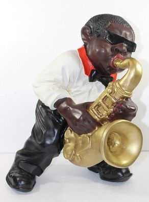 Dekofigur Jazz Musiker Saxophonist H 40 cm Band Musiker mit Saxophon Kunstharz