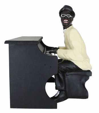 Dekofigur Figur Jazz Band Musiker Pianist am Piano H 37 cm 2-teilig Kunstharz