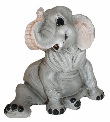 Deko Figur Elefant Elefantenfigur sitzend Kollektion Castagna aus Resin H 19 cm