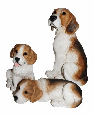 Deko Figur Hunde britische Beagle Welpen u. Mutter Kollektion Castagna aus Resin