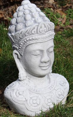 Dekofigur Deko Figur Gartenfigur Statue Skulptur Buddha Büste H 29 cm aus Beton